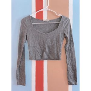 Forever 21 Grey Long Sleeve Crop Top